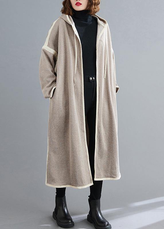 Simple Striped Tunic Coats Outfits Hooded Patchwork Coat