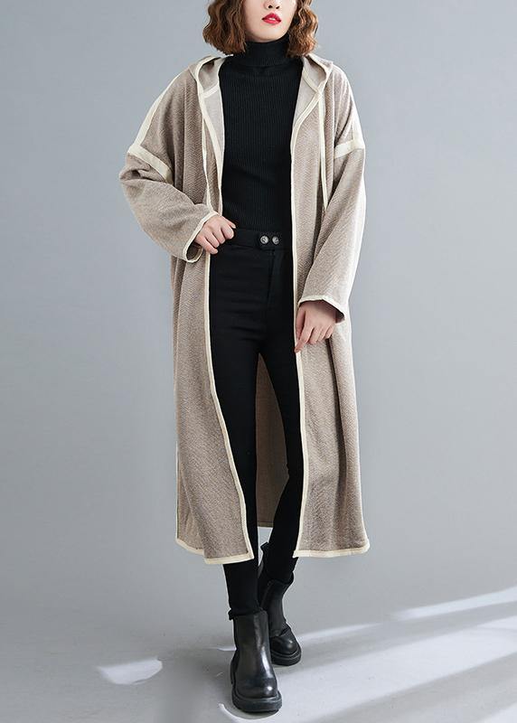 Simple Striped Tunic Coats Outfits Hooded Patchwork Coat