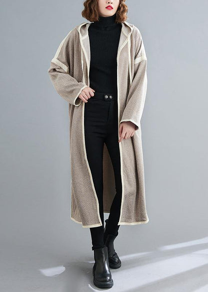 Simple Striped Tunic Coats Outfits Hooded Patchwork Coat