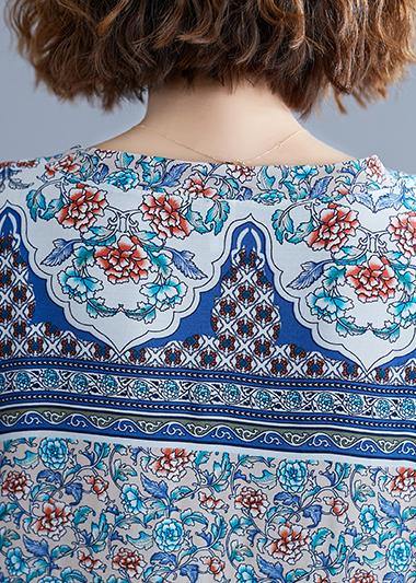 Simple V Neck Batwing Sleeve Dresses Blue Art Dress Summer