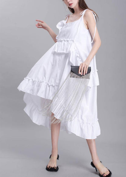 Simple White Cotton Dress Sleeveless Daily Summer Dresses