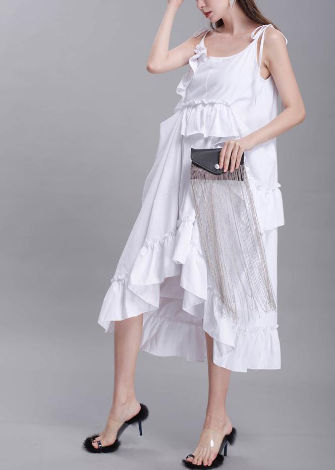 Simple White Cotton Dress Sleeveless Daily Summer Dresses