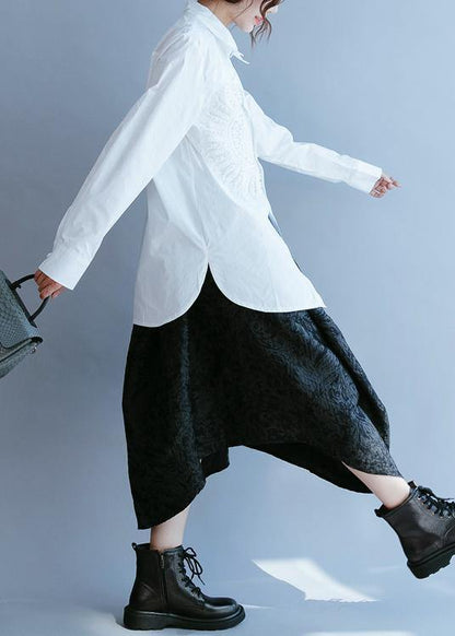 Simple white clothes For Women lapel hollow out tops