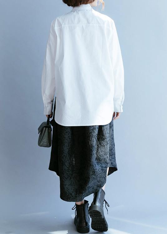 Simple White Clothes for Lapel Hollow Out Tops