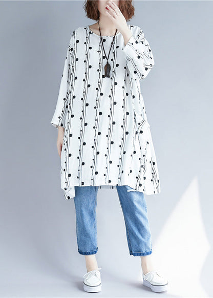 Simple White Linen Dresses Cotton Batwing Sleeve Dresses Summer Dresses