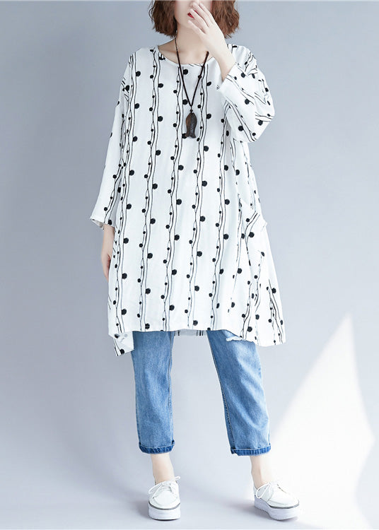 Simple White Linen Dresses Cotton Batwing Sleeve Dresses Summer Dresses