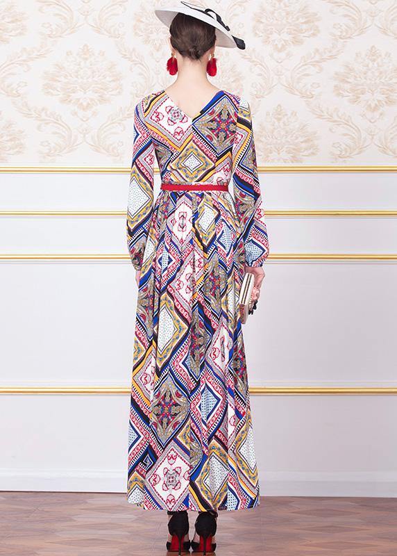 Simple White Prints Chiffon Dresses O Neck Maxi Winter Dress