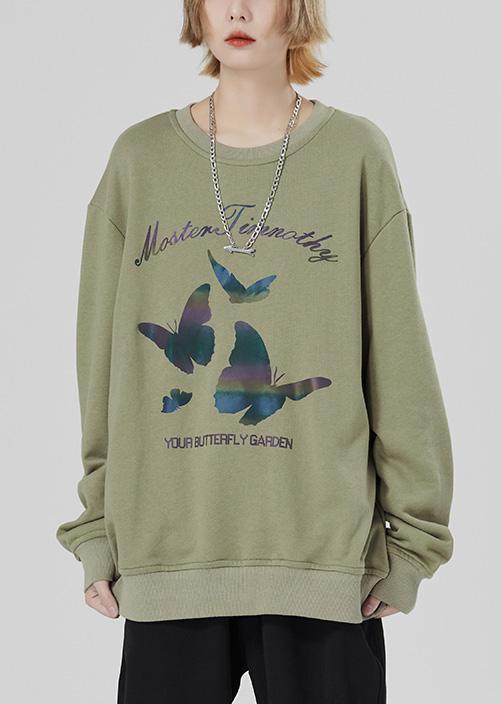 Simple Yellow Green Cotton Clothes for Prints Clothing Autumn Sweatshirt