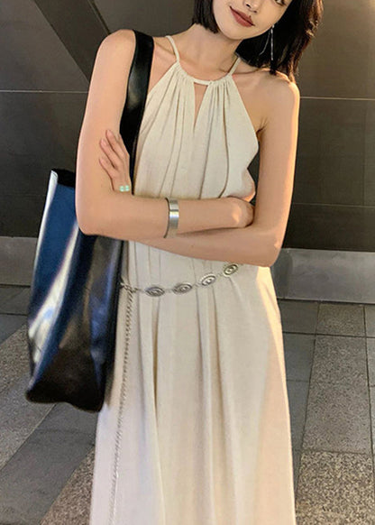 Slim Fit Apricot Tie Waist Holiday Maxi Dress Summer