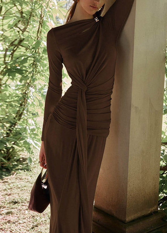 Slim Fit Blue Asymmetrical Tunic Long Dresses Fall