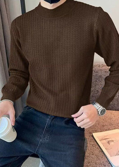 Slim Fit Coffee Cozy Knit Sweater Long Sleeve