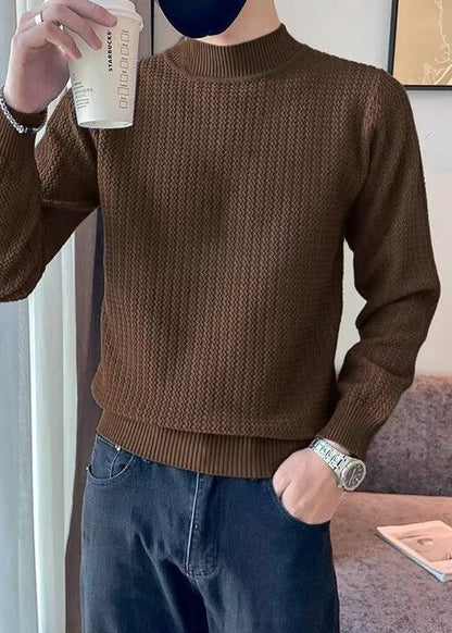 Slim Fit Coffee Cozy Knit Sweater Long Sleeve