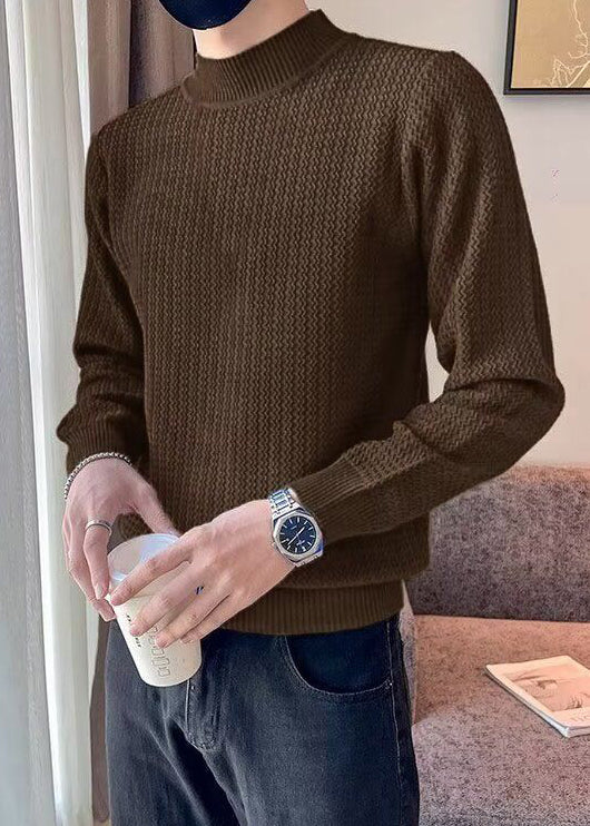 Slim Fit Coffee Cozy Knit Sweater Long Sleeve