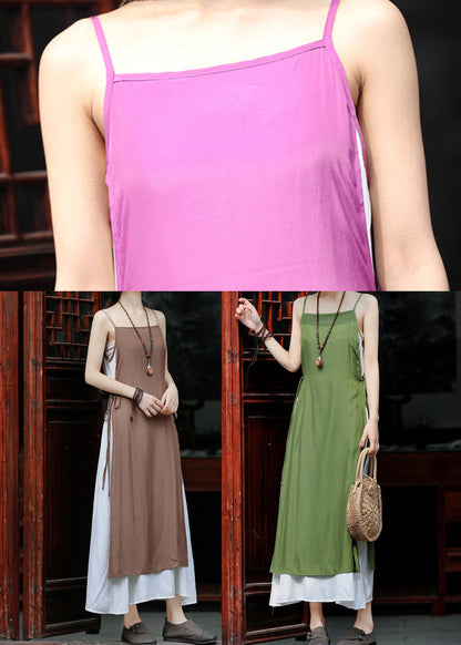 Slim Fit Green Patchwork Cotton Spaghetti Strap Dress Summer