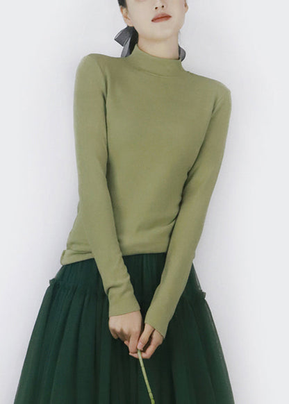 Slim Fit Green Thick Solid T Shirt Tops