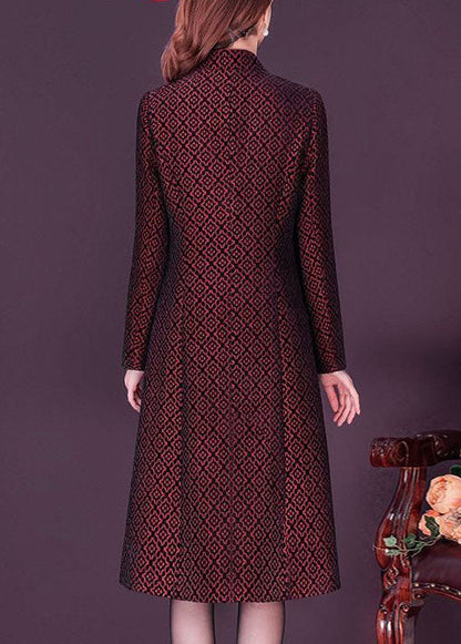 Slim Fit Mulberry Stand Collar Jacquard Spandex Trench Long Sleeve