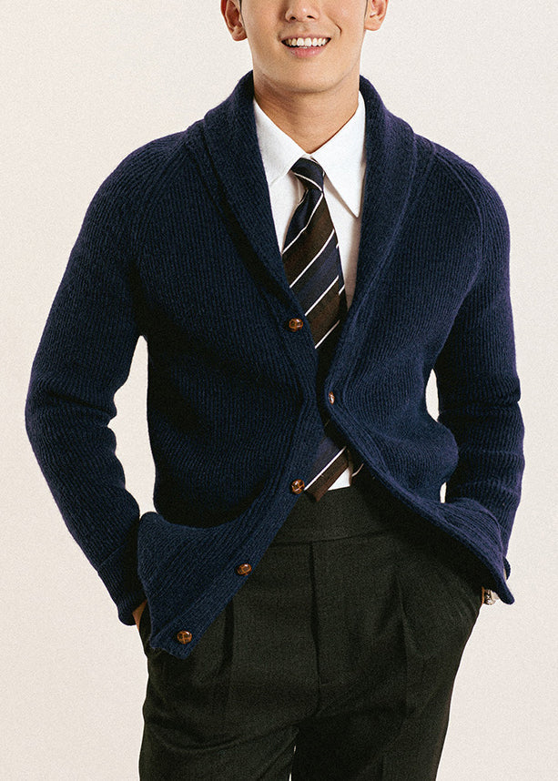 Slim Fit Navy Peter Pan Collar Button Knit Cardigans Spring