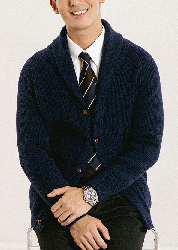 Slim Fit Navy Peter Pan Collar Button Knit Cardigans Spring