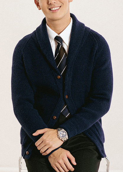 Slim Fit Navy Peter Pan Collar Button Knit Cardigans Spring