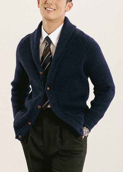 Slim Fit Navy Peter Pan Collar Button Knit Cardigans Spring