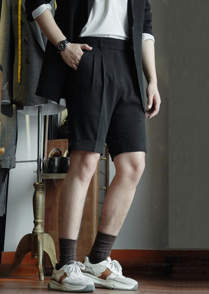 Slim Fit White Pockets High Waist Cotton Shorts Summer
