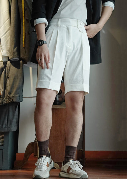 Slim Fit White Pockets High Waist Cotton Shorts Summer