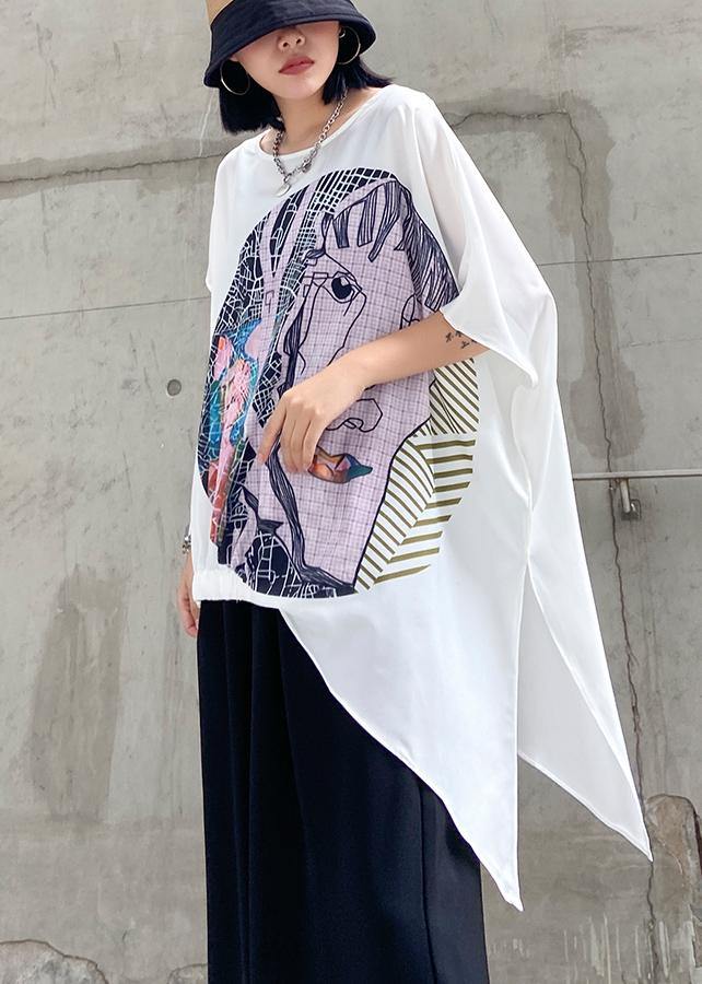 Slim Summer Large Size Printed T-shirt + Wide-leg Pants Two-piece Suit
