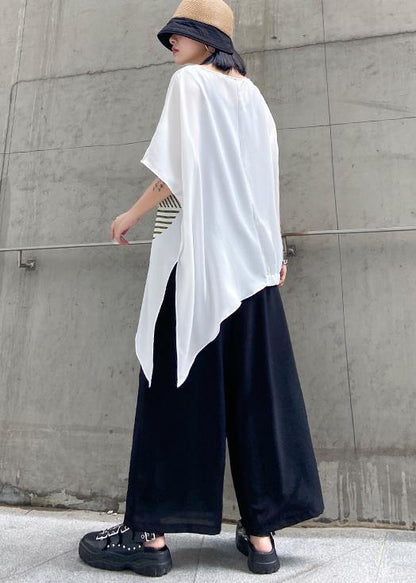 Slim Summer Large Size Printed T-shirt + Wide-leg Pants Two-piece Suit