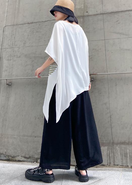 Slim Summer Large Size Printed T-shirt + Wide-leg Pants Two-piece Suit