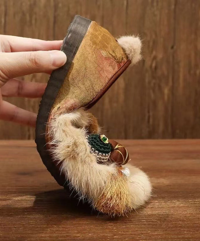 Soft Soled Style Embroidered Handmade Flat Tiger Head Shoes