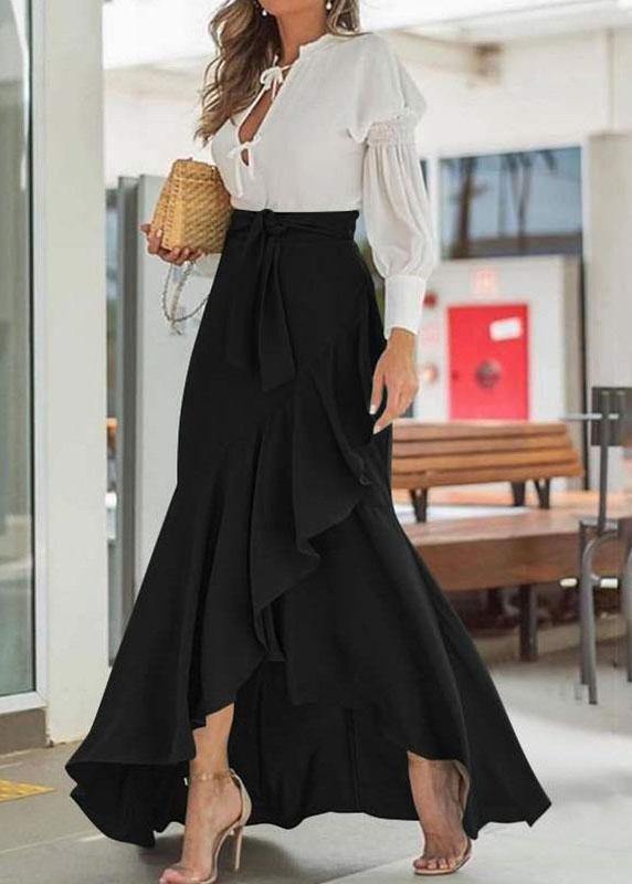 Purple Color High Waist Ruffle High Low Hem Swing Maxi Skirts for