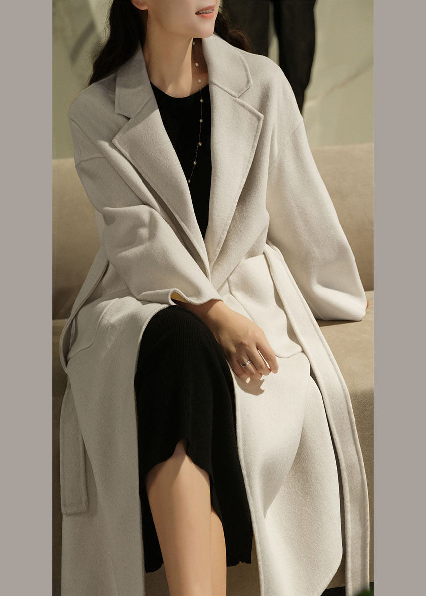 White Fine Woolen Coats Peter Pan Collar Winter