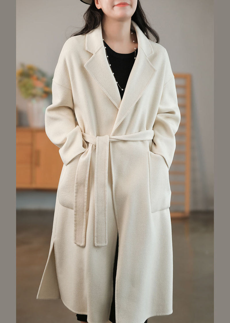 White Fine Woolen Coats Peter Pan Collar Winter