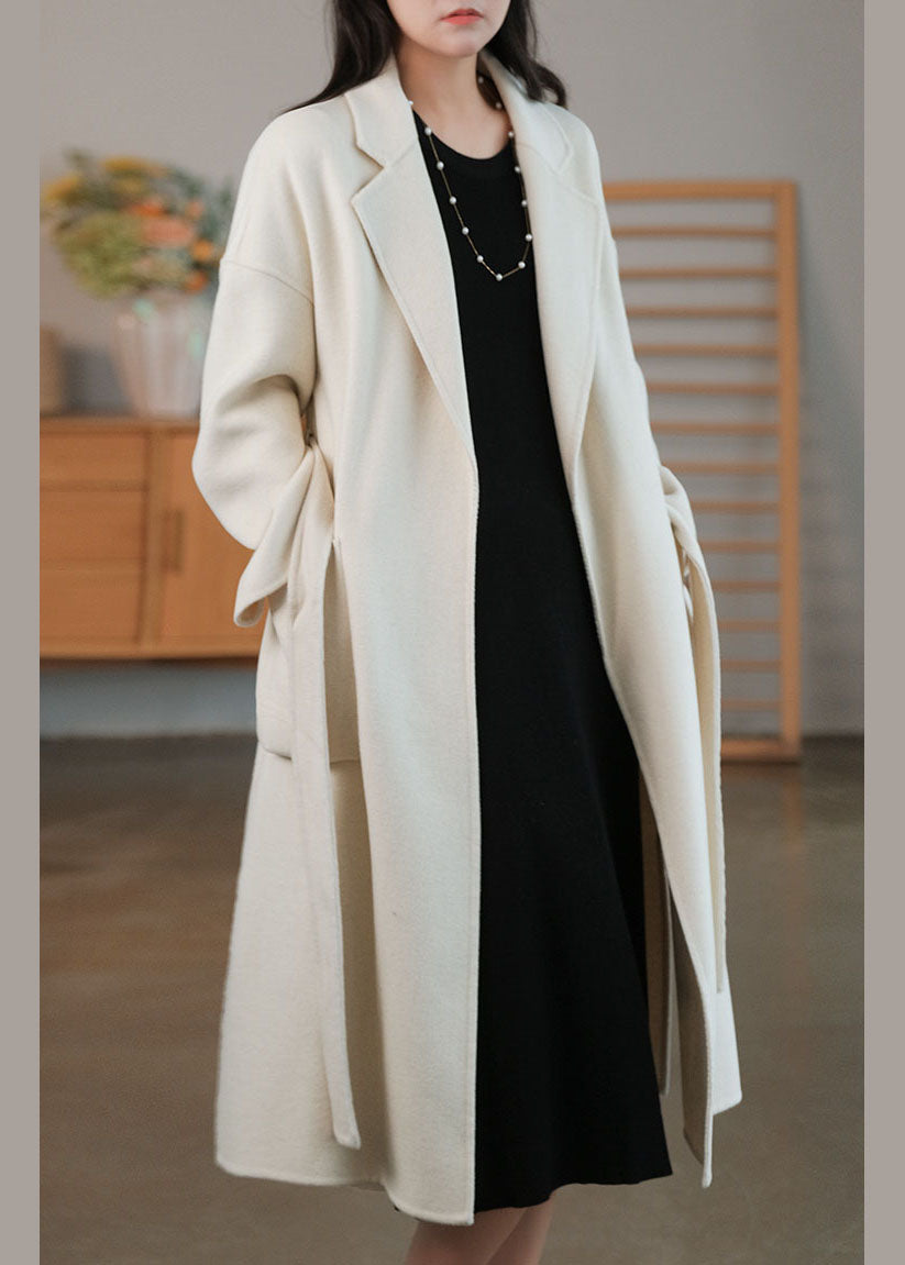 White Fine Woolen Coats Peter Pan Collar Winter