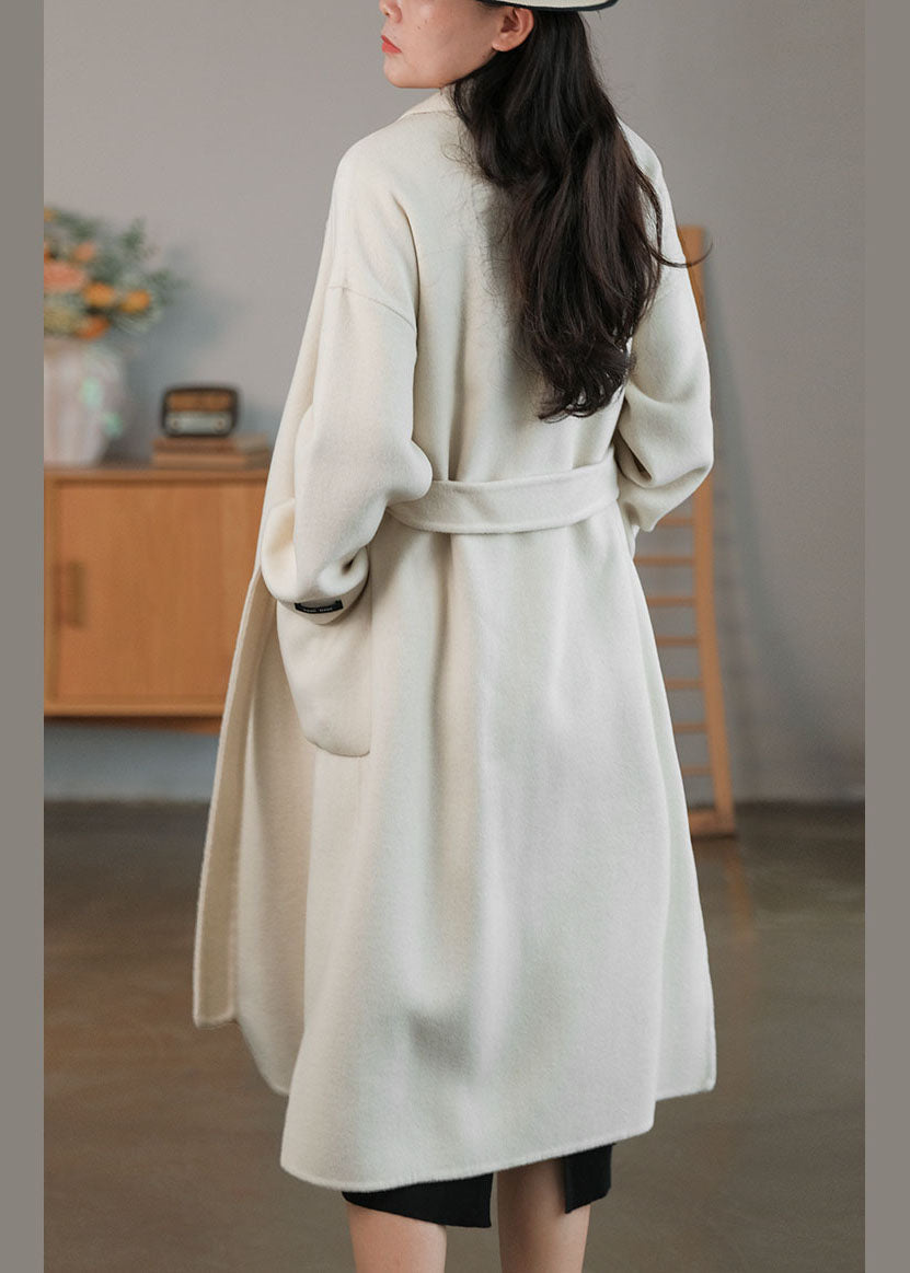 White Fine Woolen Coats Peter Pan Collar Winter