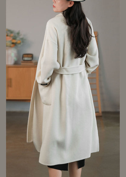 White Fine Woolen Coats Peter Pan Collar Winter