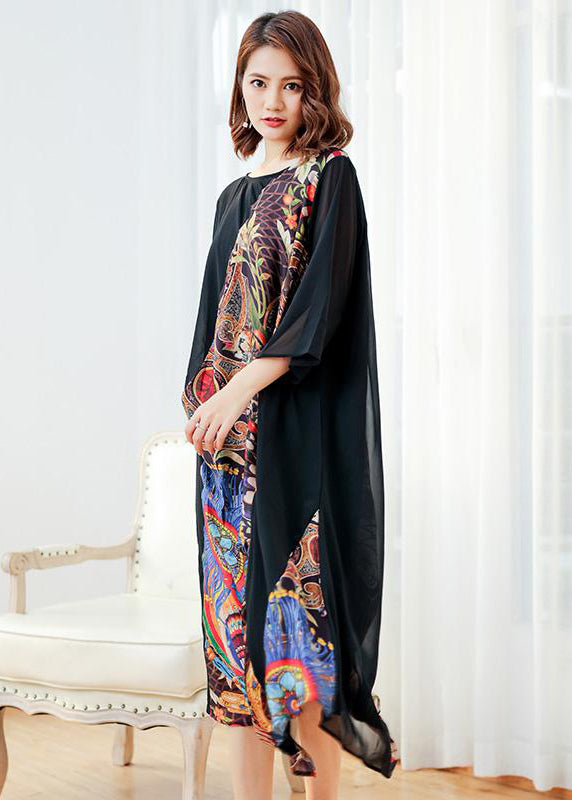 Spliced Printing Spring Loose Midi Dress