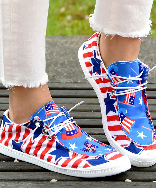 Splicing Red Blue Flat Feet Shoes Cross Strap Flat Shoes for