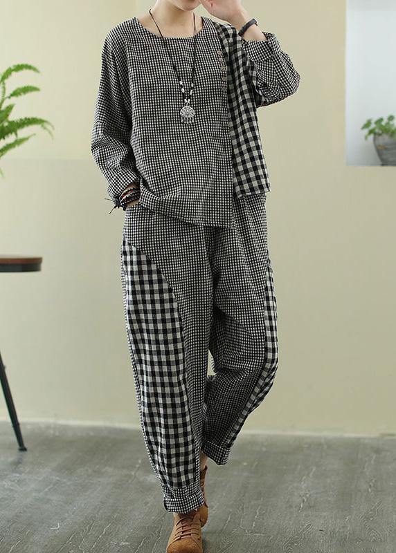 Spring Art Retro Plaid Splicing Suit