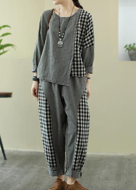 Spring Art Retro Plaid Splicing Suit