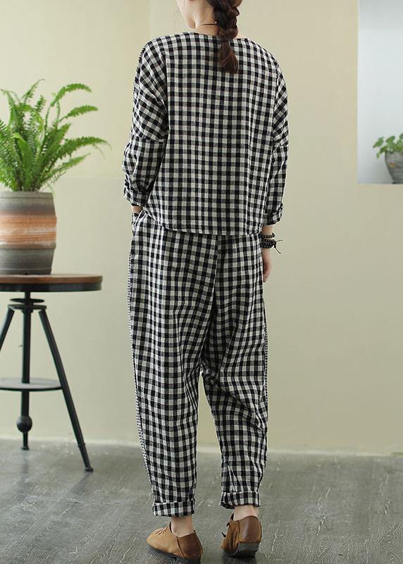 Spring 2025 art Retro Plaid women's splicing casual suit