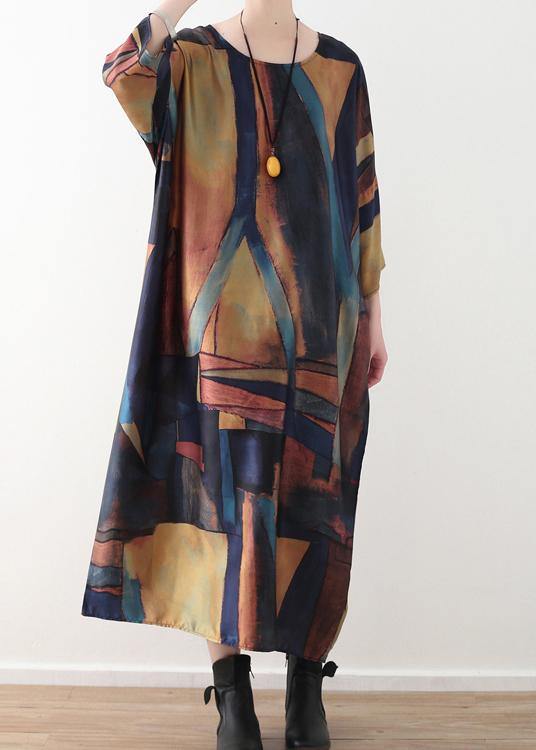 Spring Simple Yellow Blue Bat Sleeve Dress