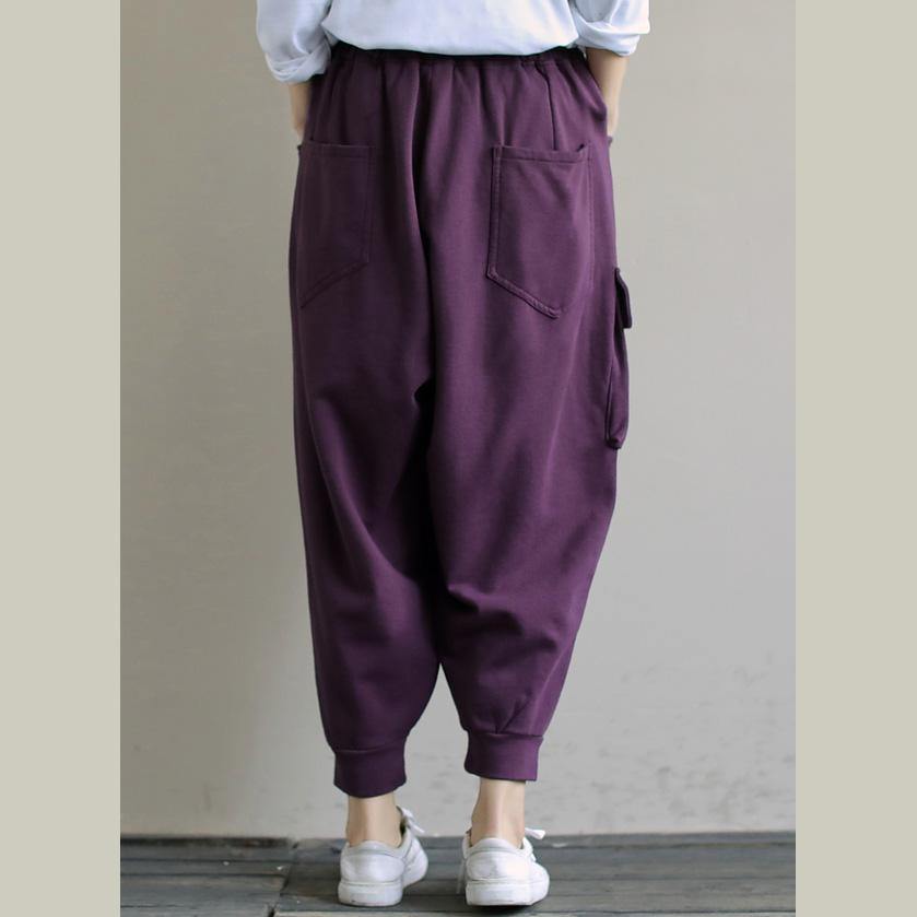 Spring Purple New Color Single Pocket Show Thin Harem Pants