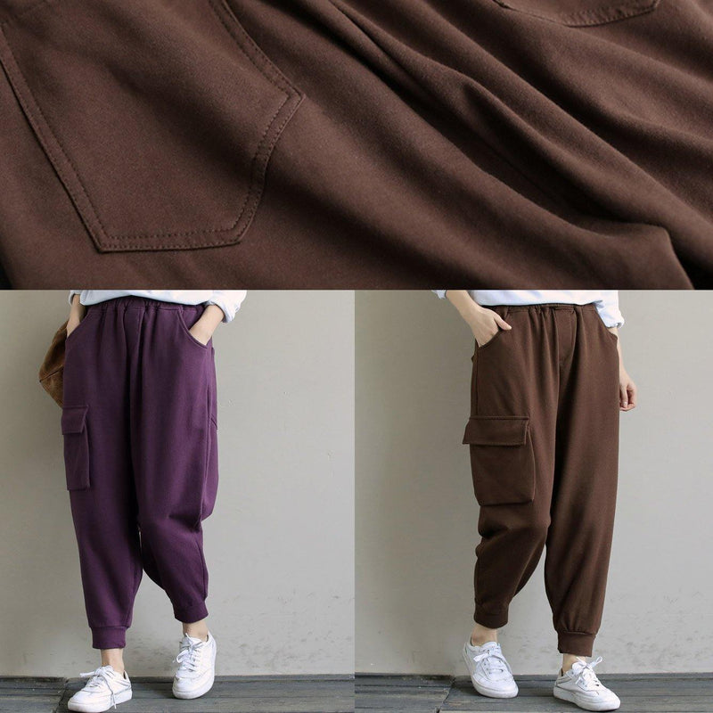 Spring Purple New Color Single Pocket Show Thin Harem Pants