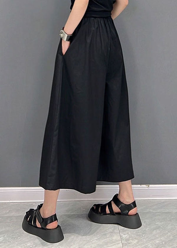 Black Asymmetrical Pockets Patchwork Plaid Straight Pants Summer