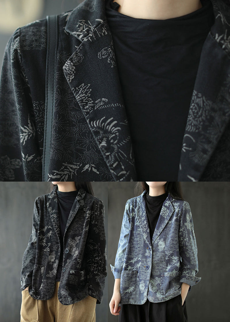 Black Button Peter Pan Collar Coats Long Sleeve