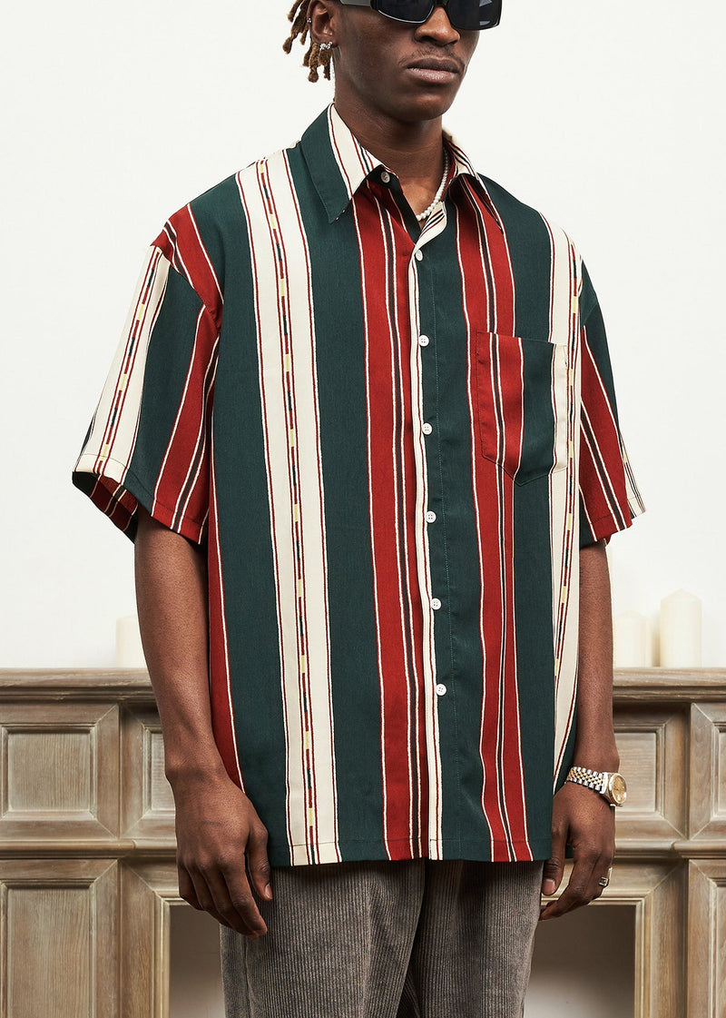 Striped Button Cotton Shirts Peter Pan Collar Summer