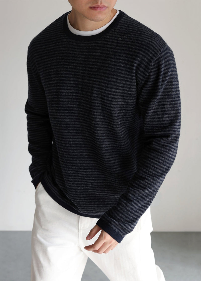 Striped O Neck Cozy Thin Knit Sweater Fall