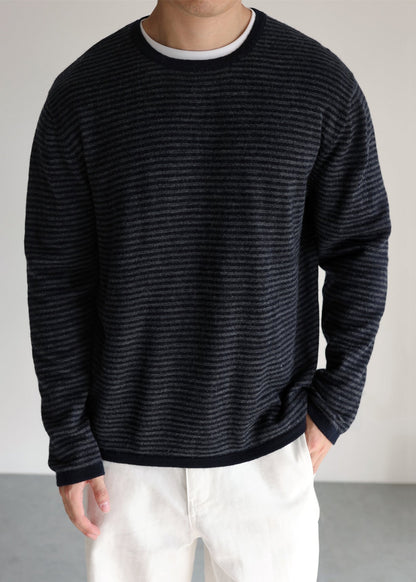 Striped O Neck Cozy Thin Knit Sweater Fall