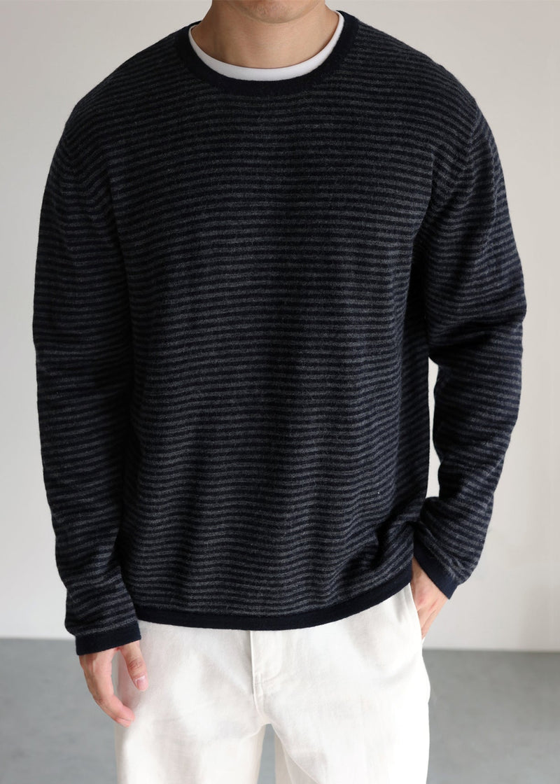 Striped O Neck Cozy Thin Knit Sweater Fall